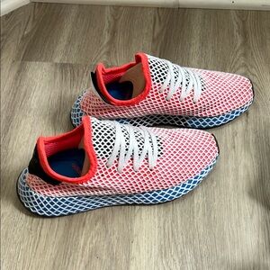 Adidas Deerupt Running Trainers Solar Red Blue